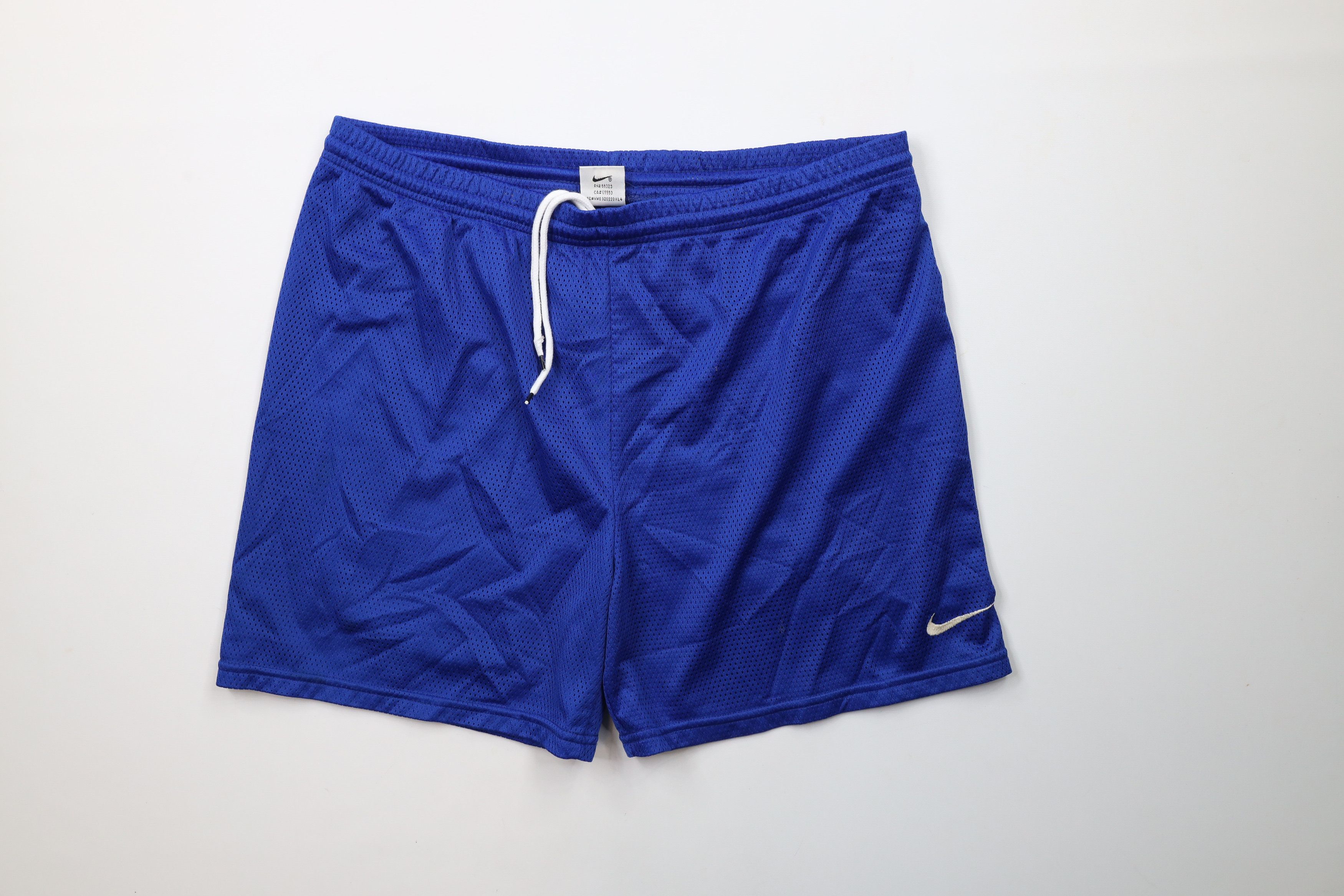 Nike × Vintage Vintage 90s Nike Mini Swoosh Above Knee Mesh Shorts Blue Size US 34 / EU 50 - 1 Thumbnail