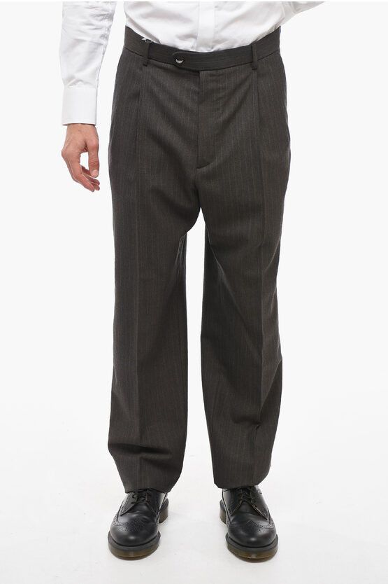 image of Gucci Double-Pleated Herringbone Wool Pants in Brown, Men's (Size 34)