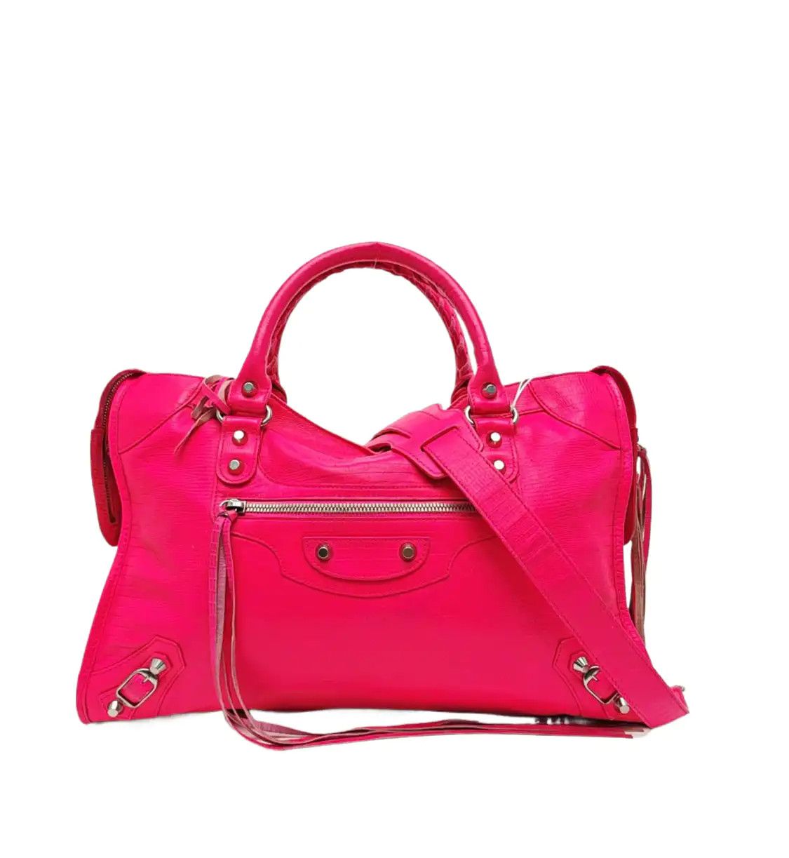 Balenciaga BALENCIAGA Classic City pink sheepskin stud shoulder bag handbag silver hardware Size ONE SIZE - 1 Thumbnail