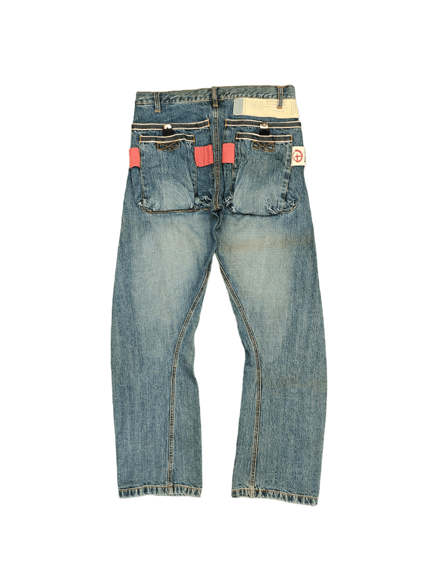 image of Vintage Tough Indigo Blue Jeans Multi Pocket Denim Y2K Streetwear, Men's (Size 32)