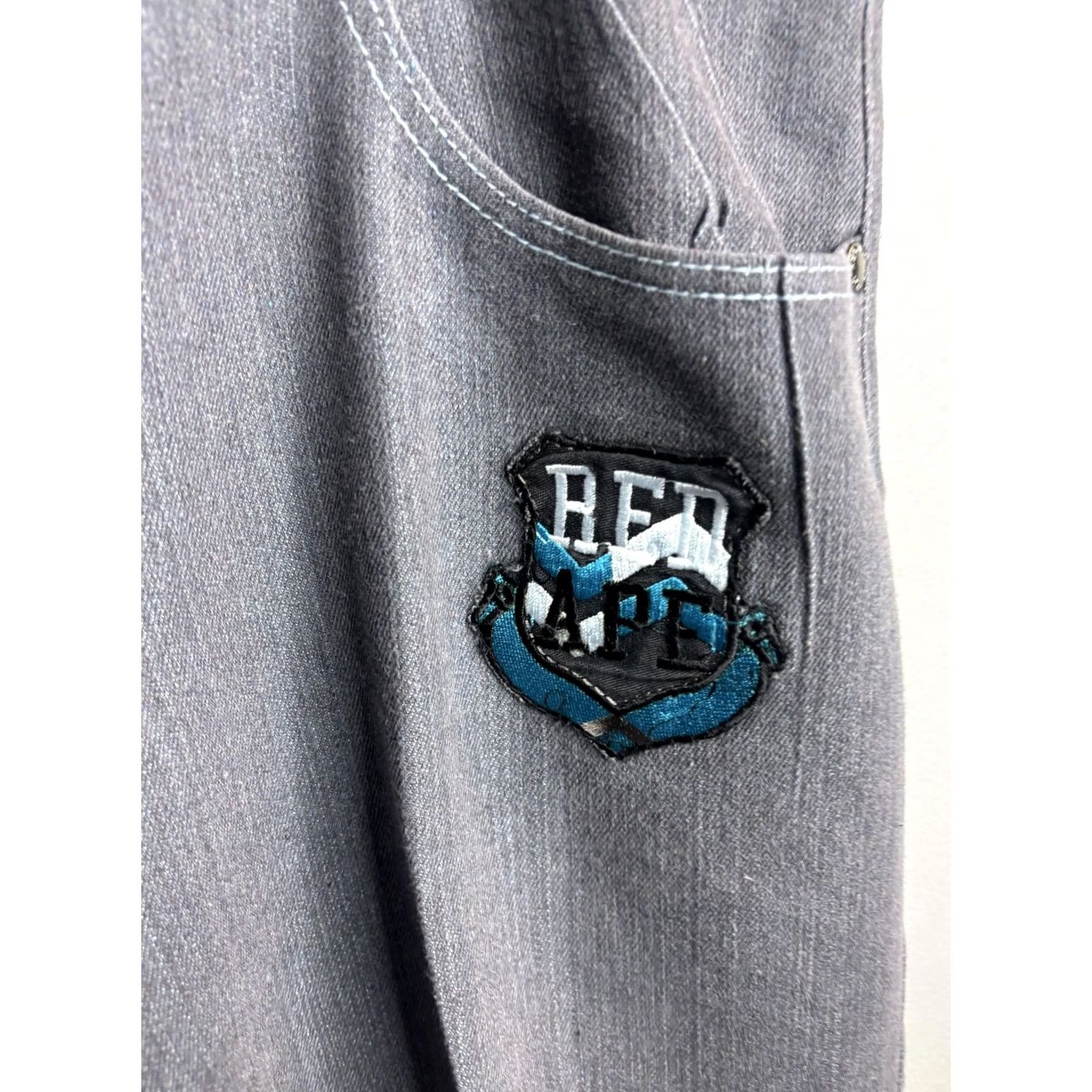 Vintage VINTAGE Red Ape Jeans Mens 50 Gray High Rise Tapered Embroidered Denim Streetwear Size US 34 / EU 50 - 5 Thumbnail
