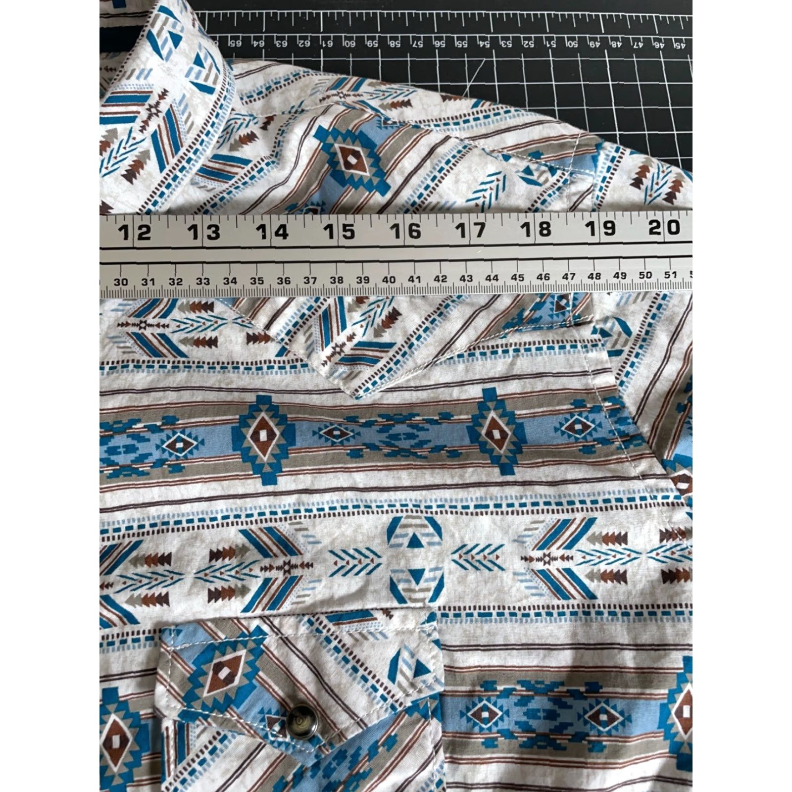 Vintage VINTAGE Panhandle Slim Rough Stock Shirt Women’s 2XL White Blue Geometric Pearl Snap Western Button-Up, 90s Cowboy Style, Casual Wear Size XXL / US 16-18 / IT 52-54 - 7 Thumbnail