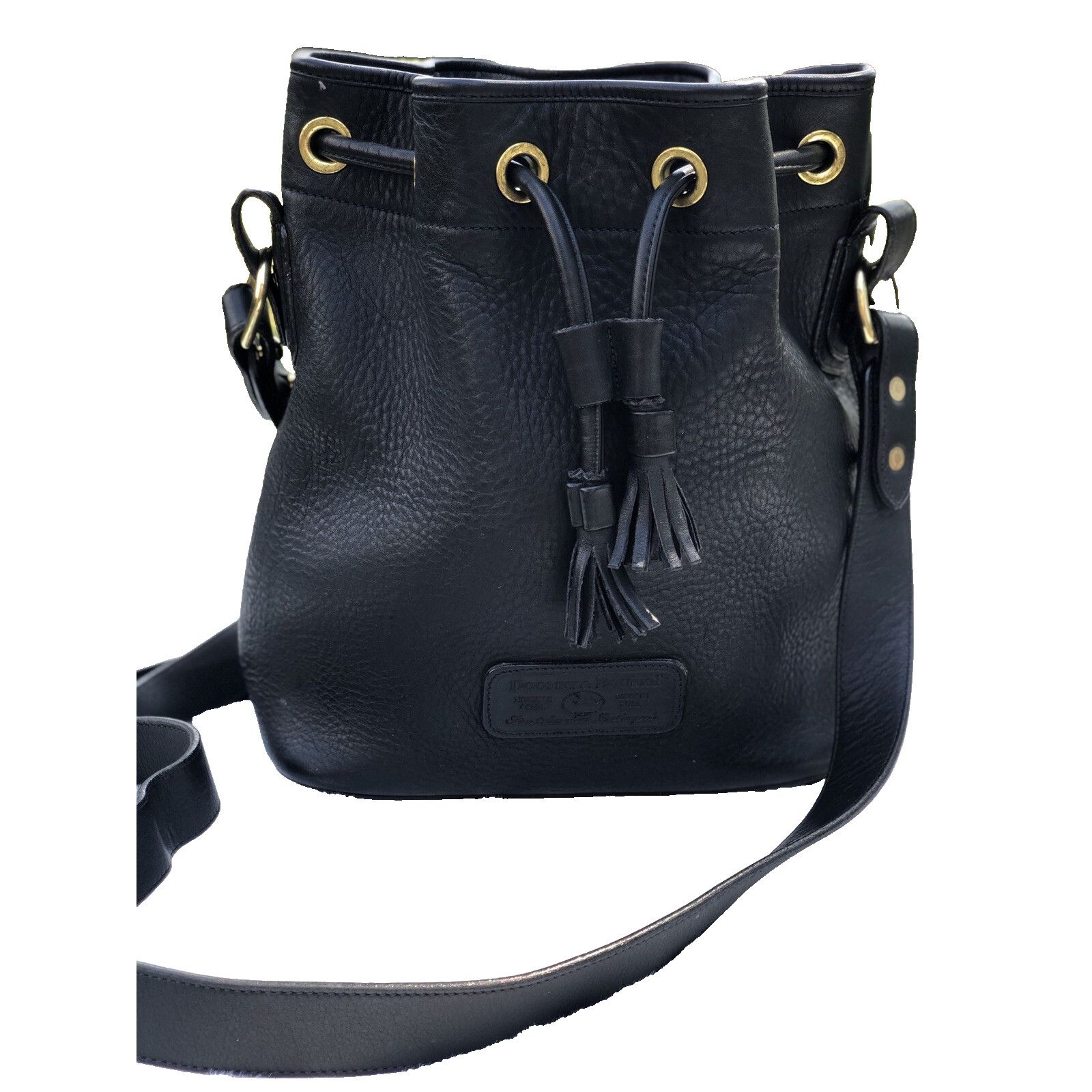 Dooney & Bourke Dooney And Bourke Black Leather Drawst Crossbody Bag B000538 Size ONE SIZE - 1 Thumbnail