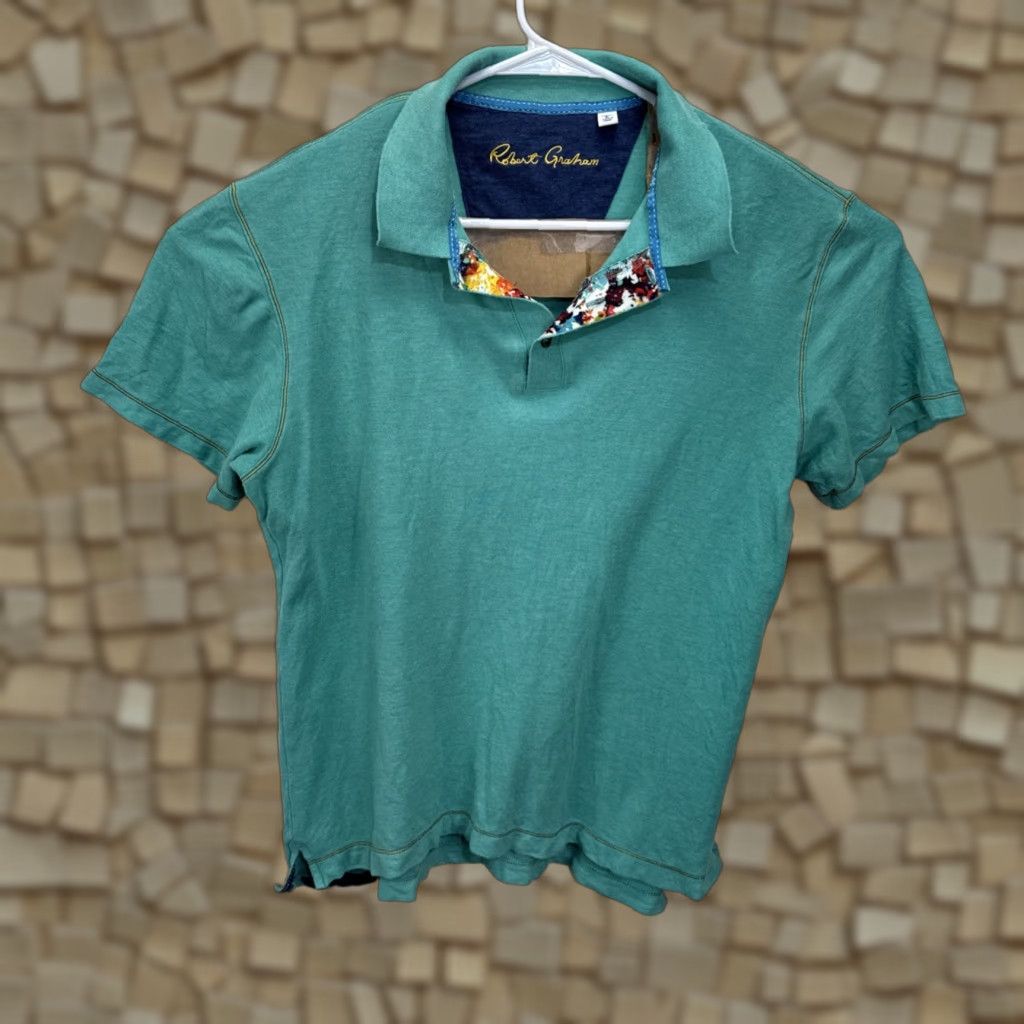 Robert Graham VINTAGE Robert Graham Polo Shirt Men Size L Short Sleeve Cotton Green Casual Summer Size US L / EU 52-54 / 3 - 1 Thumbnail