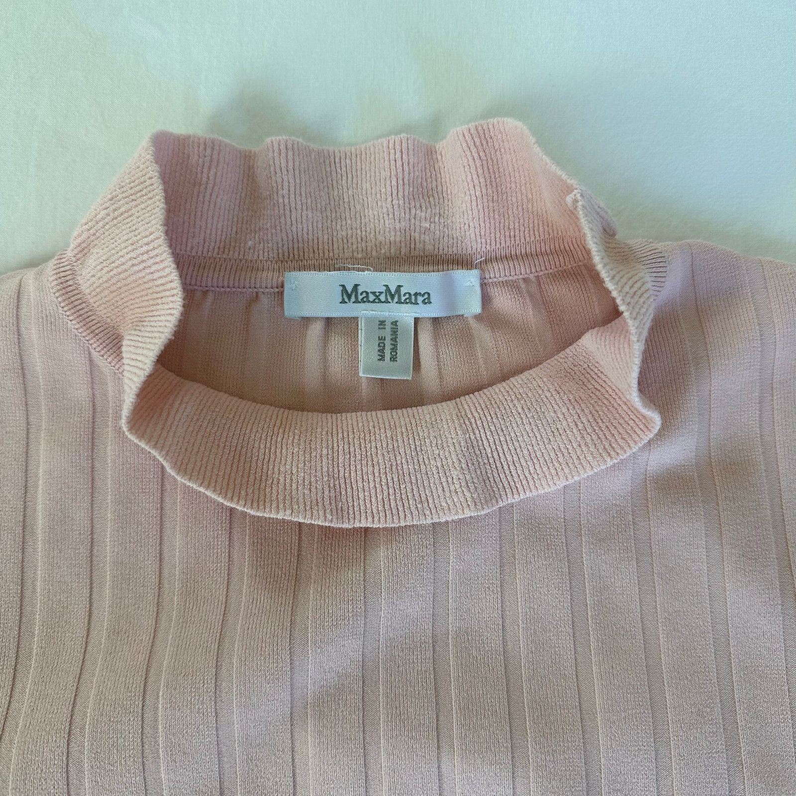Max Mara Max Mara Zoraide Ruffle Pink Mock Neck Rib Sweater Size S Size S / US 4 / IT 40 - 3 Thumbnail