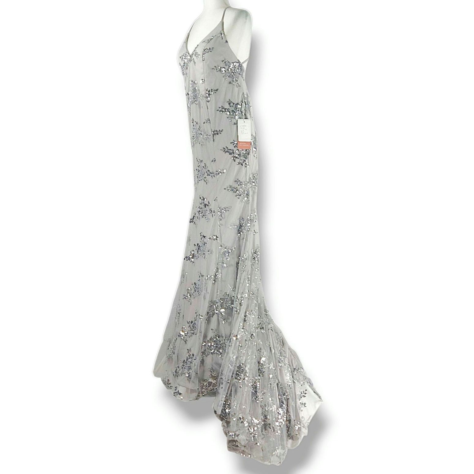 Other Stacees Mermaid Sequin Gown Silver Prom Wedding Custom NWT Size XXL / US 16-18 / IT 52-54 - 2 Thumbnail