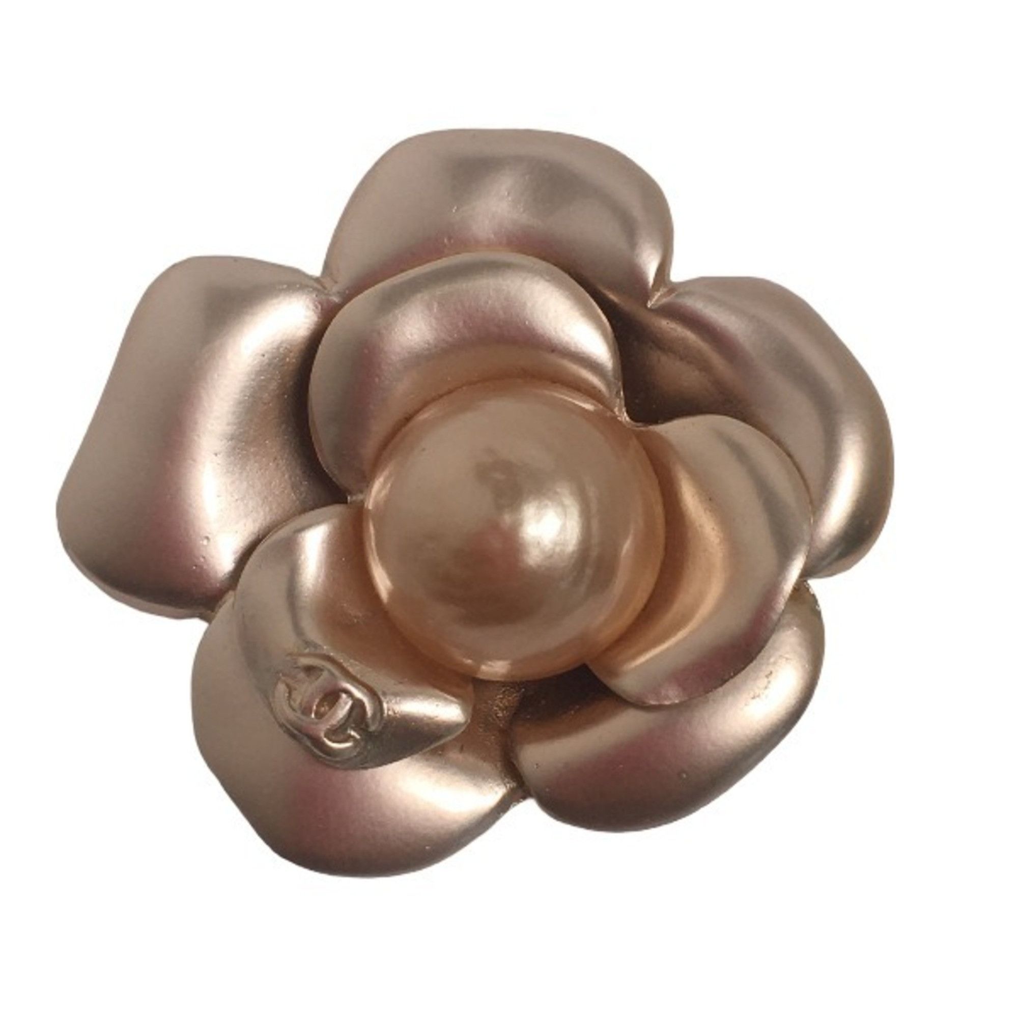 image of Chanel Corsage Cc Logo Camellia Oot Champagne Gold Brooch, Women's