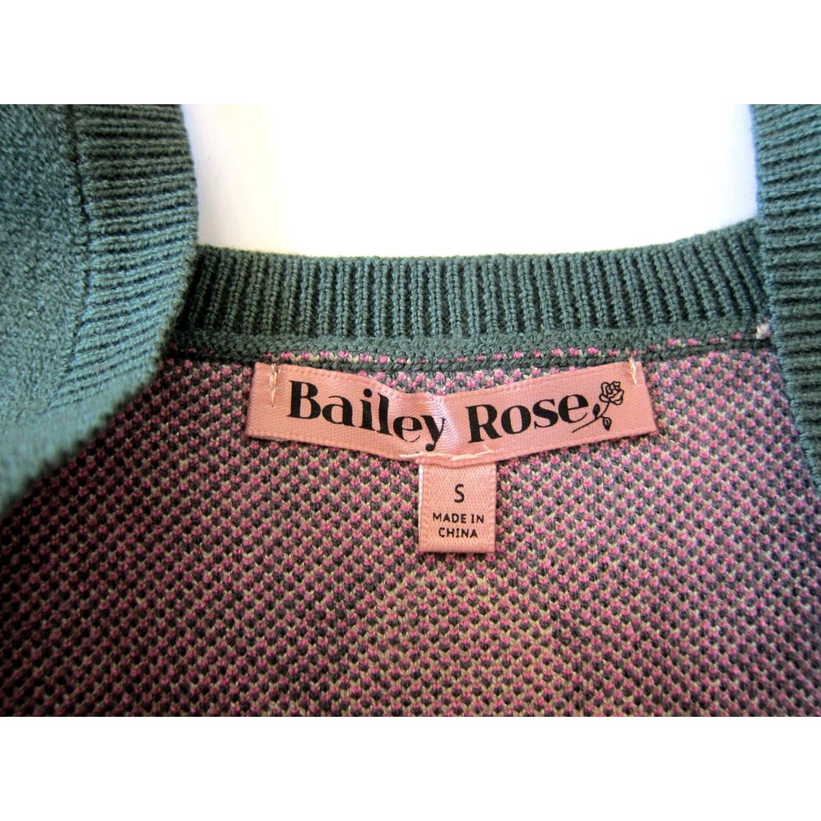 Vintage NWT Bailey Rose Green Pink Daisy Flower Power Tight Knit Crop Tank Blouse Small Size S / US 4 / IT 40 - 3 Thumbnail