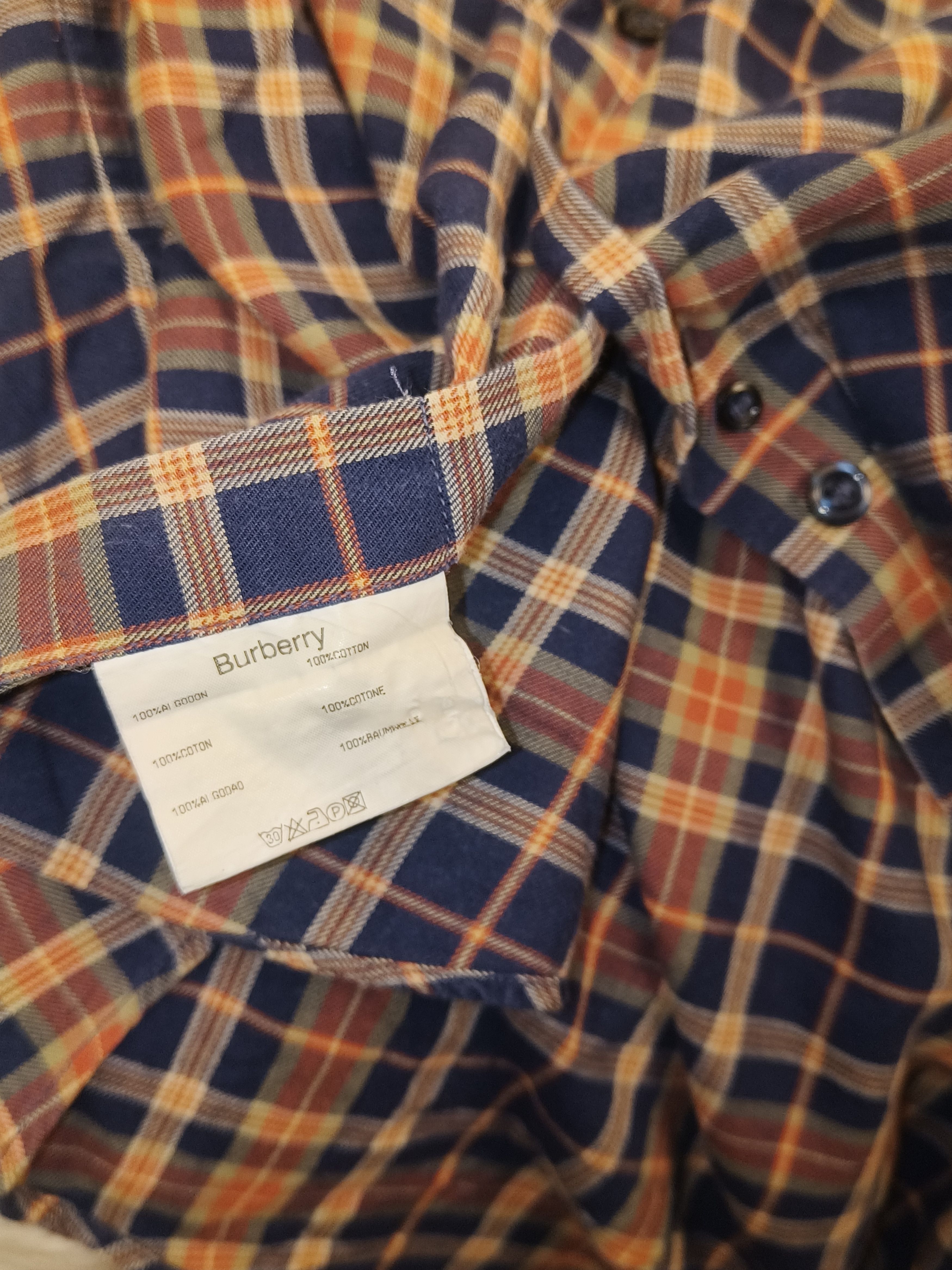 Burberry Burberry New Sussex-E Navy & Camel Check Cotton Shirt Size US L / EU 52-54 / 3 - 6 Thumbnail