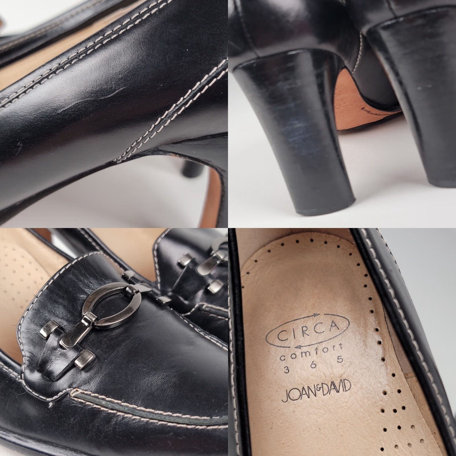 Vintage VINTAGE Circa Joan & David Black Leather CJ Gallager Loafer Heels Women 8.5 Med Heel Block Pumps Size US 11 / IT 41 - 9 Thumbnail
