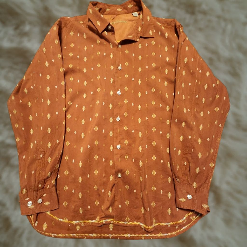 Tommy Bahama Tommy Bahama Shirt XL Men Cotton Silk Blend Embroidery All Over RARE Burnt Org Button-Up Front Size US XL / EU 56 / 4 - 1 Thumbnail