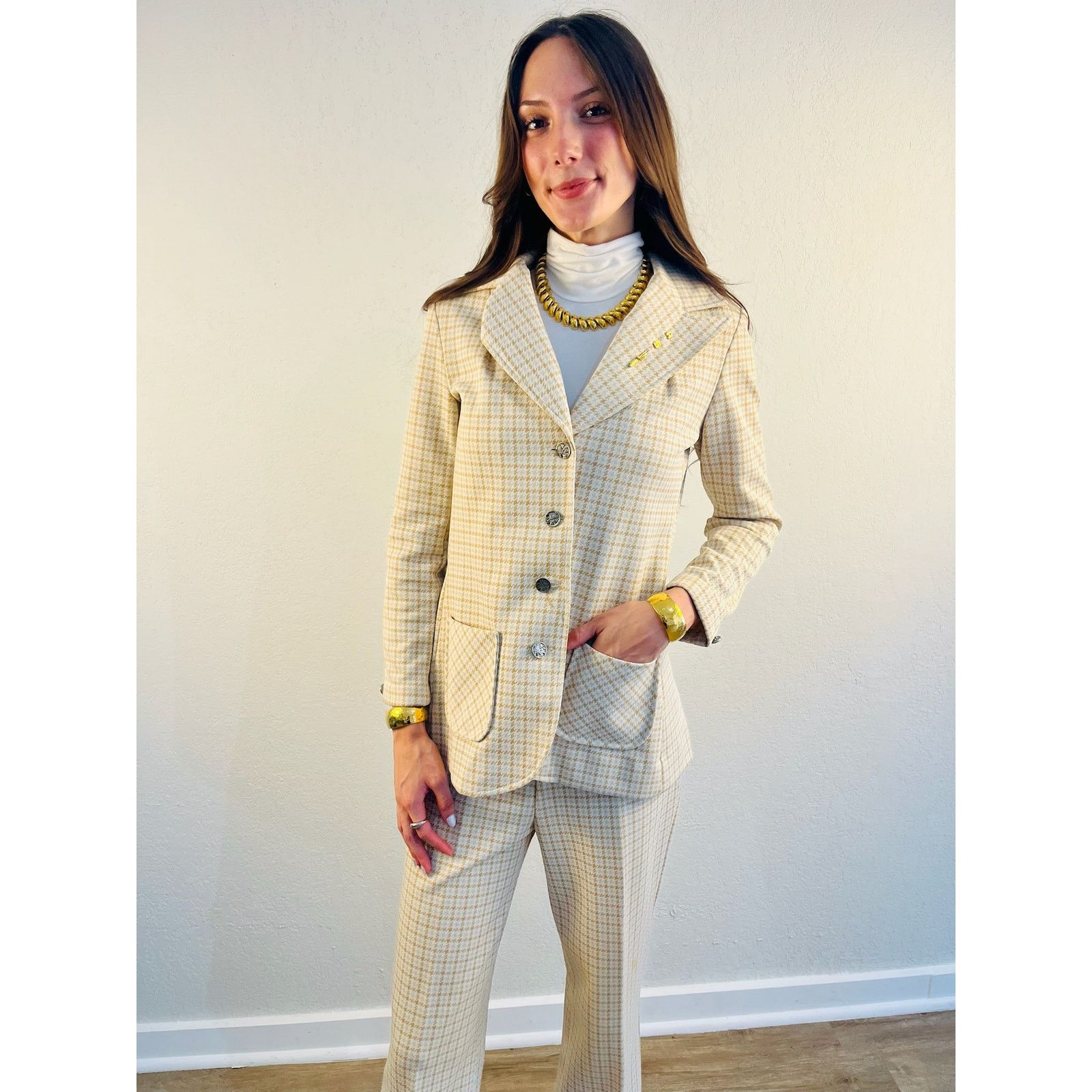 Other 70s Houndstooth Jacket and Pants Set Size M / US 6-8 / IT 42-44 - 2 Thumbnail