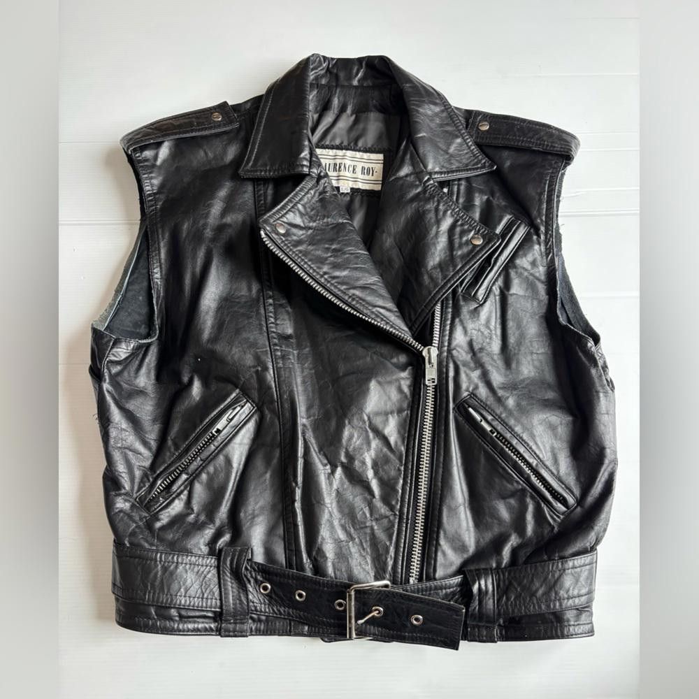Designer Vintage Indian Motorcycle Leather Jacket Vest - Size L Size US L / EU 52-54 / 3 - 2 Thumbnail