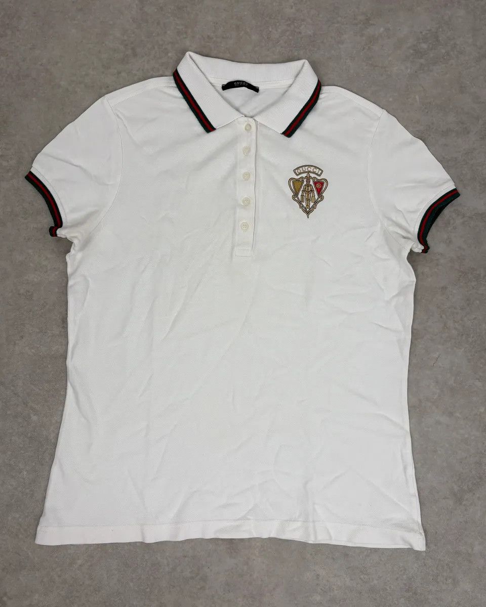Gucci 2000s Gucci White Embroidered Logo Polo Size US S / EU 44-46 / 1 - 1 Thumbnail