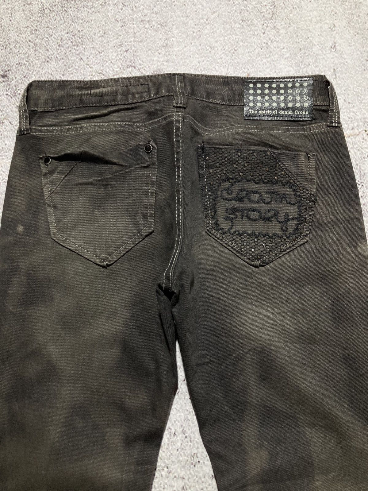 Japanese Brand 2000s Crown Denim Ripped Clawmark Denim Jeans Punk Gothic Size US 27 - 4 Thumbnail