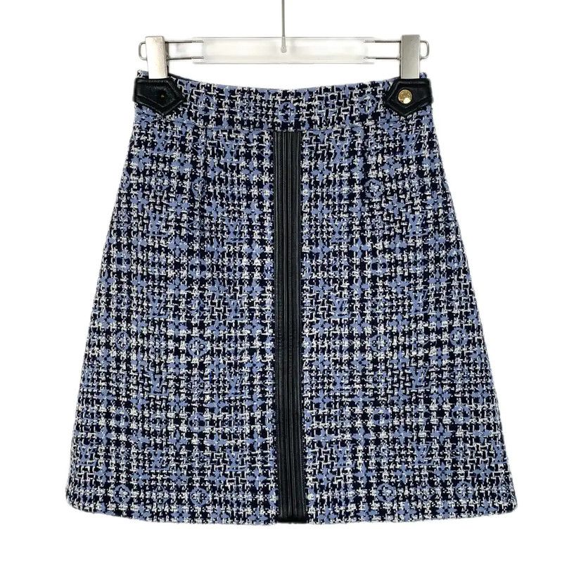 Louis Vuitton Louis Vuitton Blue Wool Women's Skirt 0089 Size 22" - 1 Thumbnail