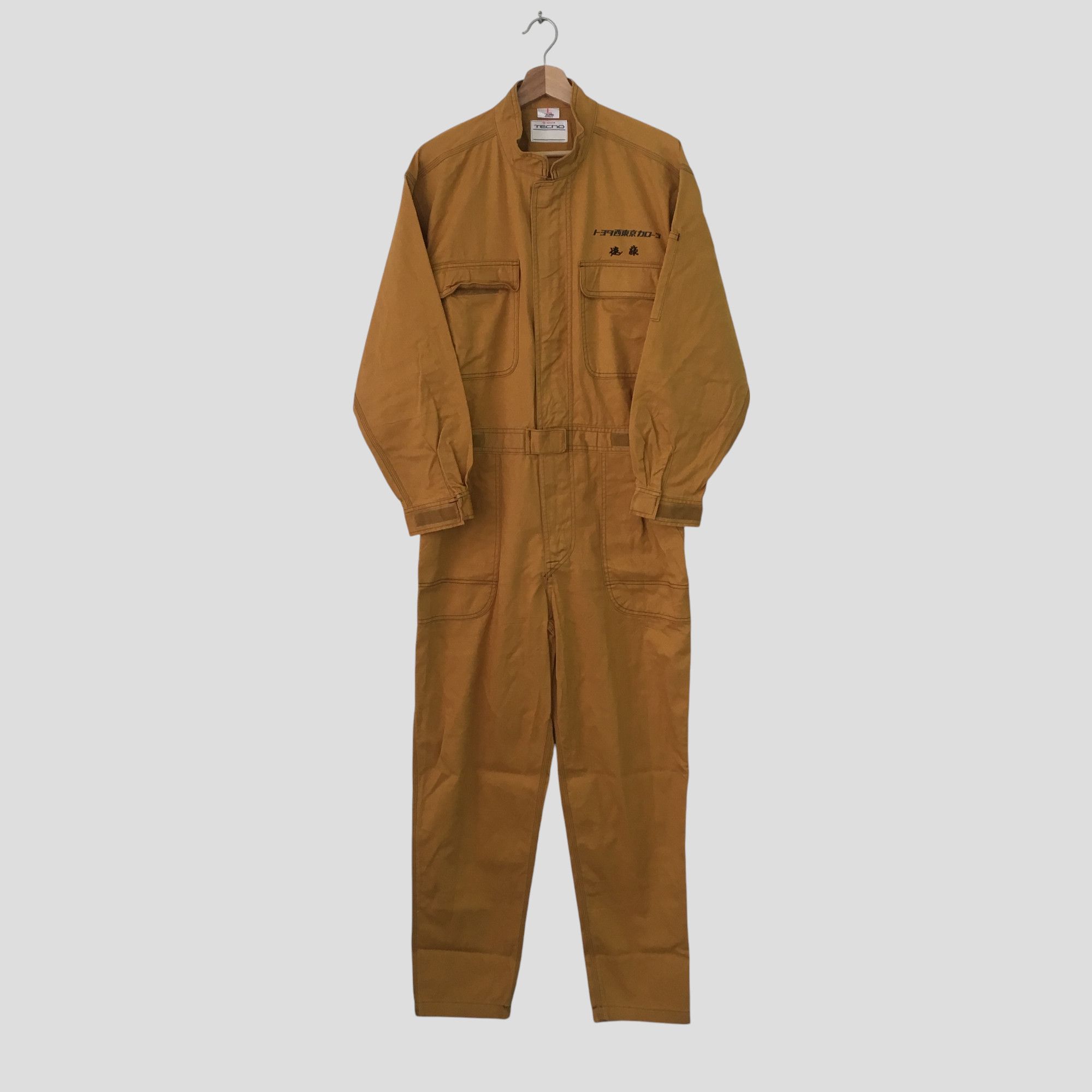 Japanese Brand Vintage 90s Toyota Tecno Japan Mustard Brown Coverall Racing Size US M / EU 48-50 / 2 - 2 Thumbnail