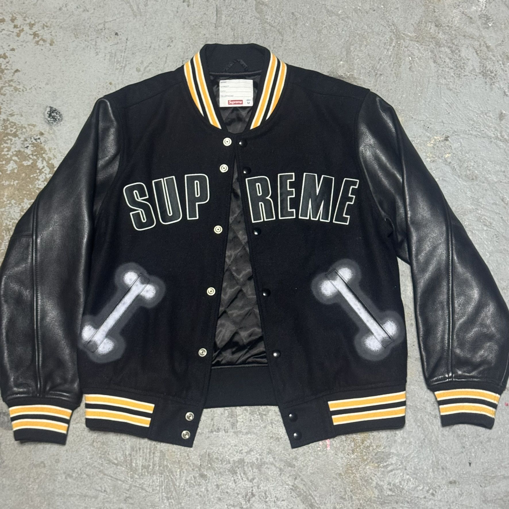 Supreme FW18 Supreme Bone Varsity Jacket Size Medium Chito Size US M / EU 48-50 / 2 - 2 Thumbnail