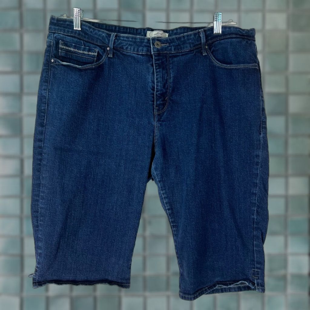 Levi's Levi's Womens Capri Jeans Flat Front Straight Leg 24 Blue Denim Slim Stretch Capri 24 Women's Jeans Update - Vintage? No Size 42" / US 20 - 1 Thumbnail
