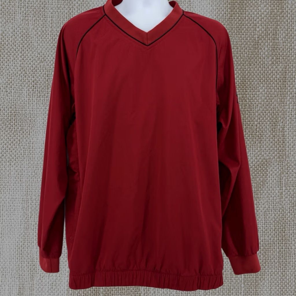 Footjoy Jacket Pullover Mens Large Red V Neck Golf Windbreaker Lightweight, Men's