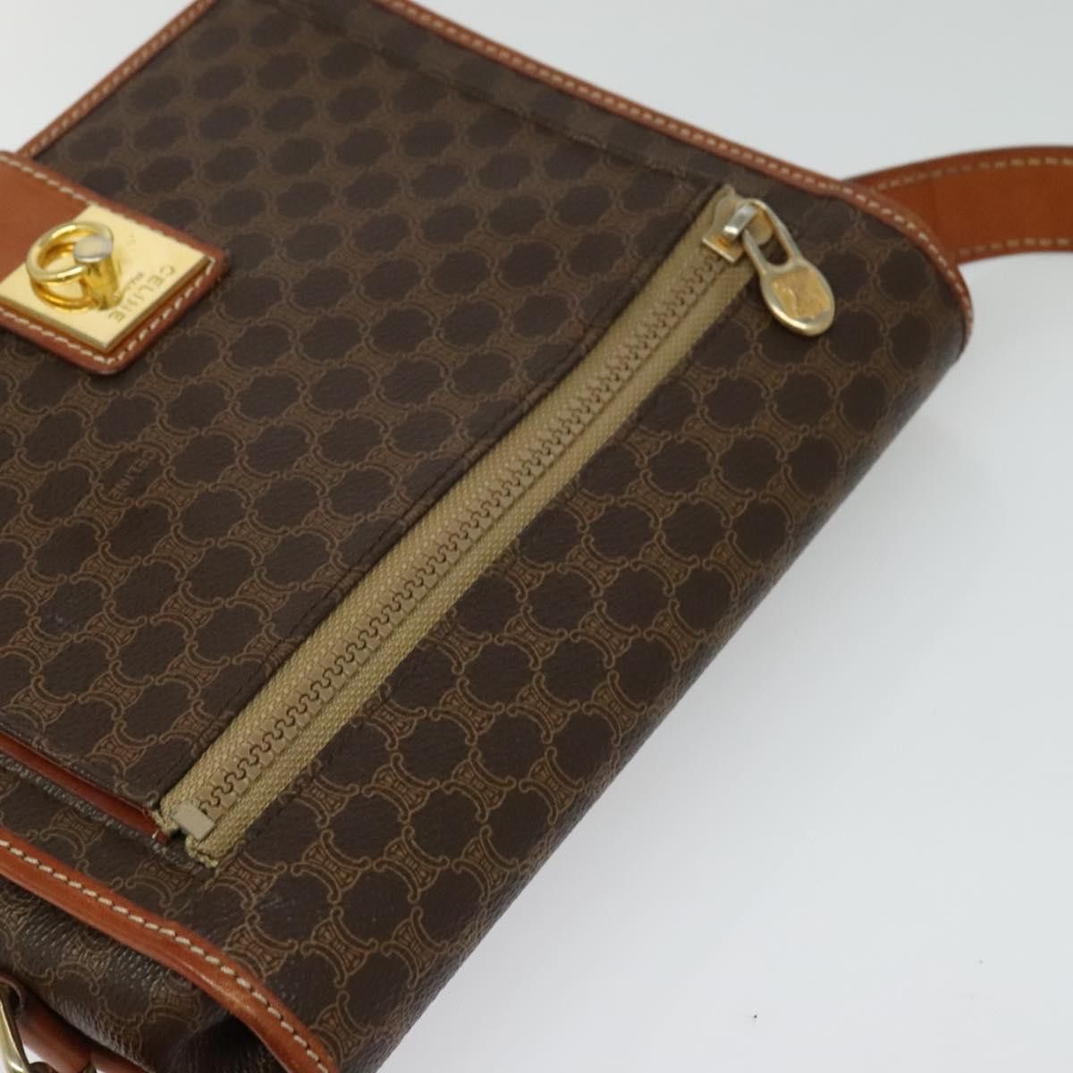 Celine CELINE Macadam Canvas Shoulder Bag Pvc Leather Brown Gold Size ONE SIZE - 6 Thumbnail