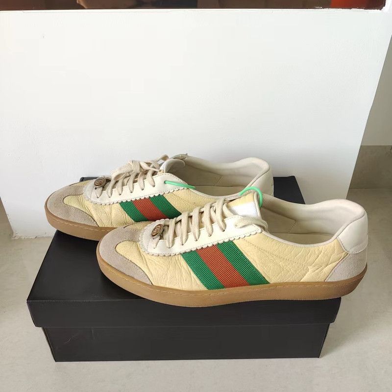 Gucci Gucci G74 Web Leather Low Top Sneakers 0079 Size US 8.5 / EU 41-42 - 1 Thumbnail