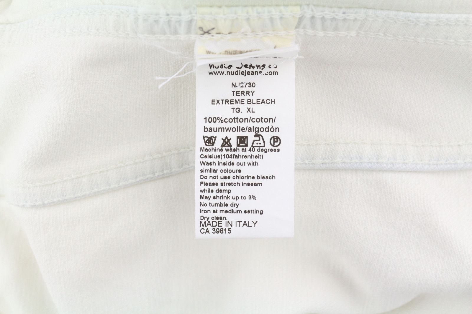 Nudie Jeans TERRY XL Denim White Extreme Bleach Polo Neck Jacket 83693 Size US XL / EU 56 / 4 - 6 Thumbnail