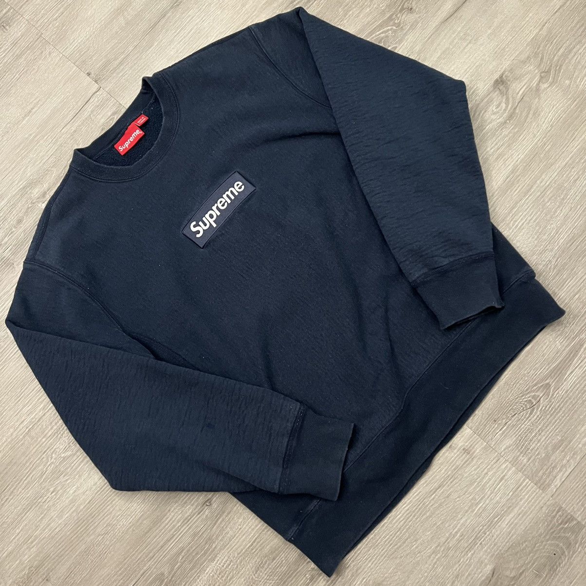 Supreme Supreme Kanji Logo Crewneck Navy | Grailed