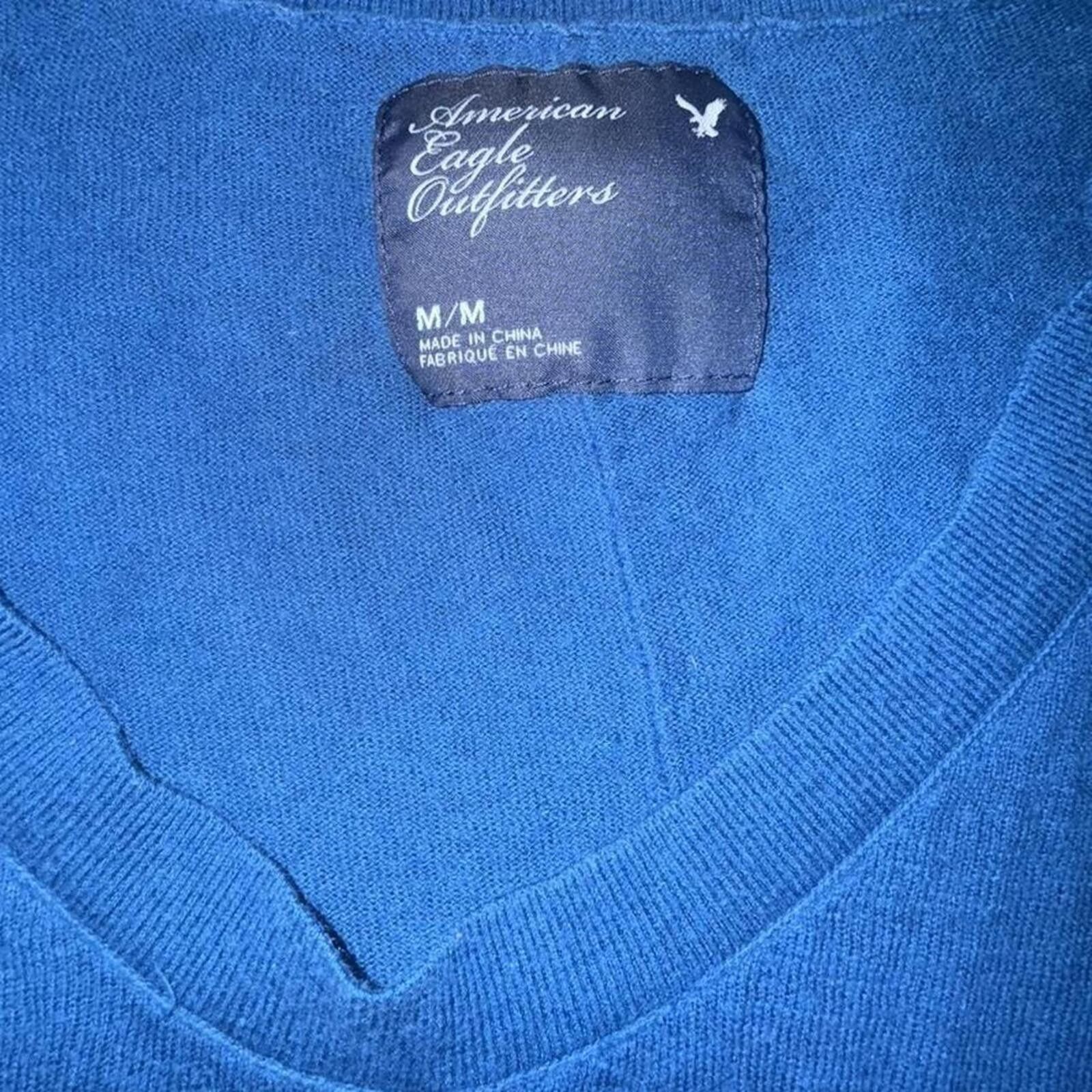 American Eagle Outfitters American Eagle Outfitters Blue V-Neck Sweater Size M / US 6-8 / IT 42-44 - 6 Thumbnail