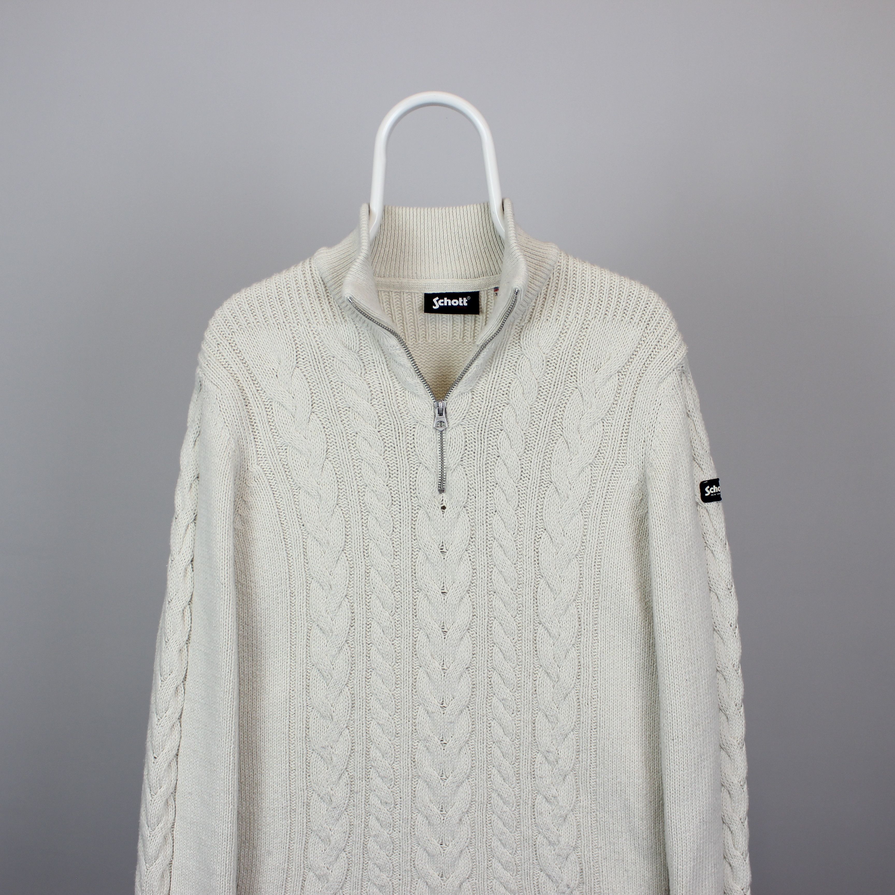 Schott Schott jumper sweater zip XL cream Size US XL / EU 56 / 4 - 3 Thumbnail