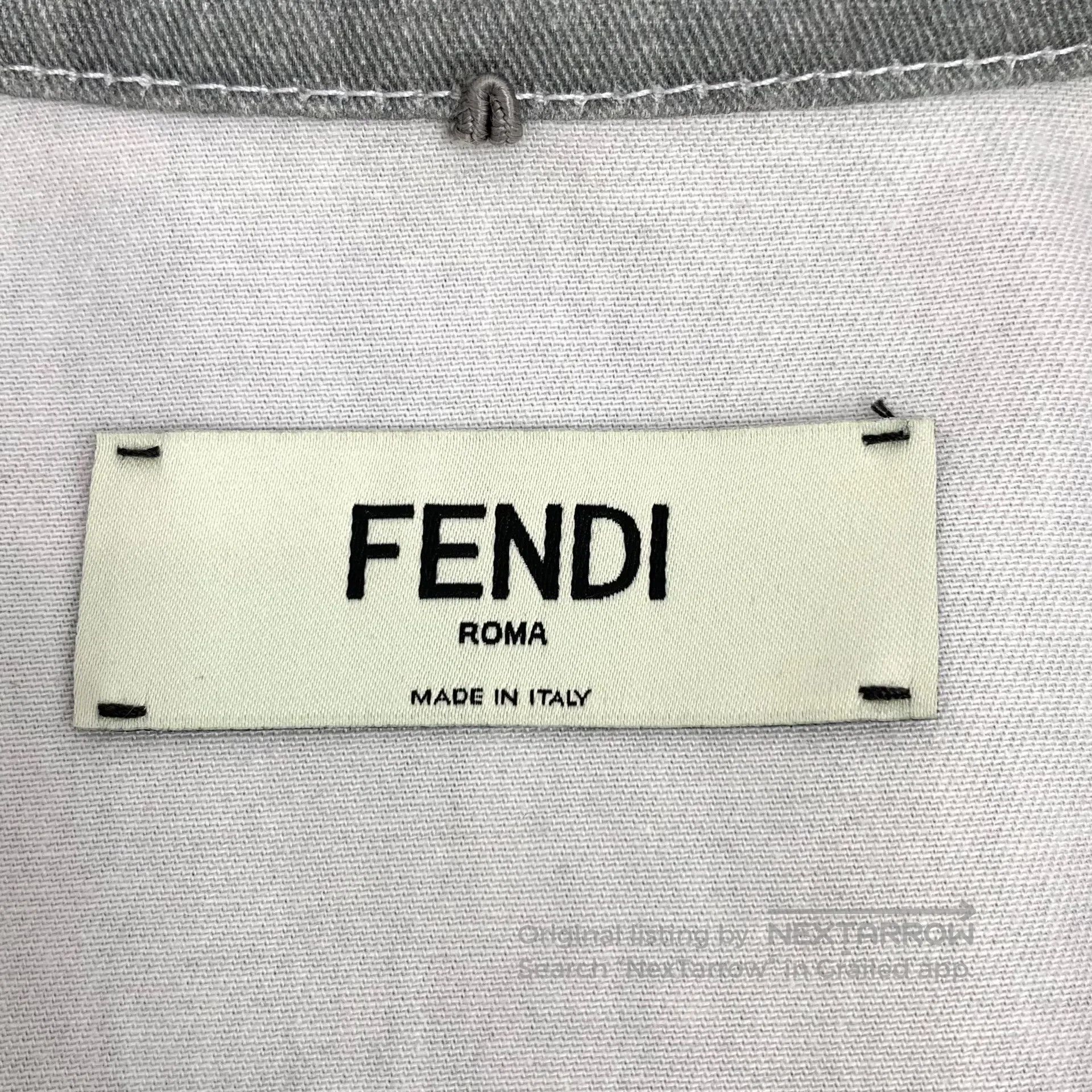 Fendi FENDI Teal logo embossed cotton lapel long sleeve denim sh Size S / US 4 / IT 40 - 6 Thumbnail