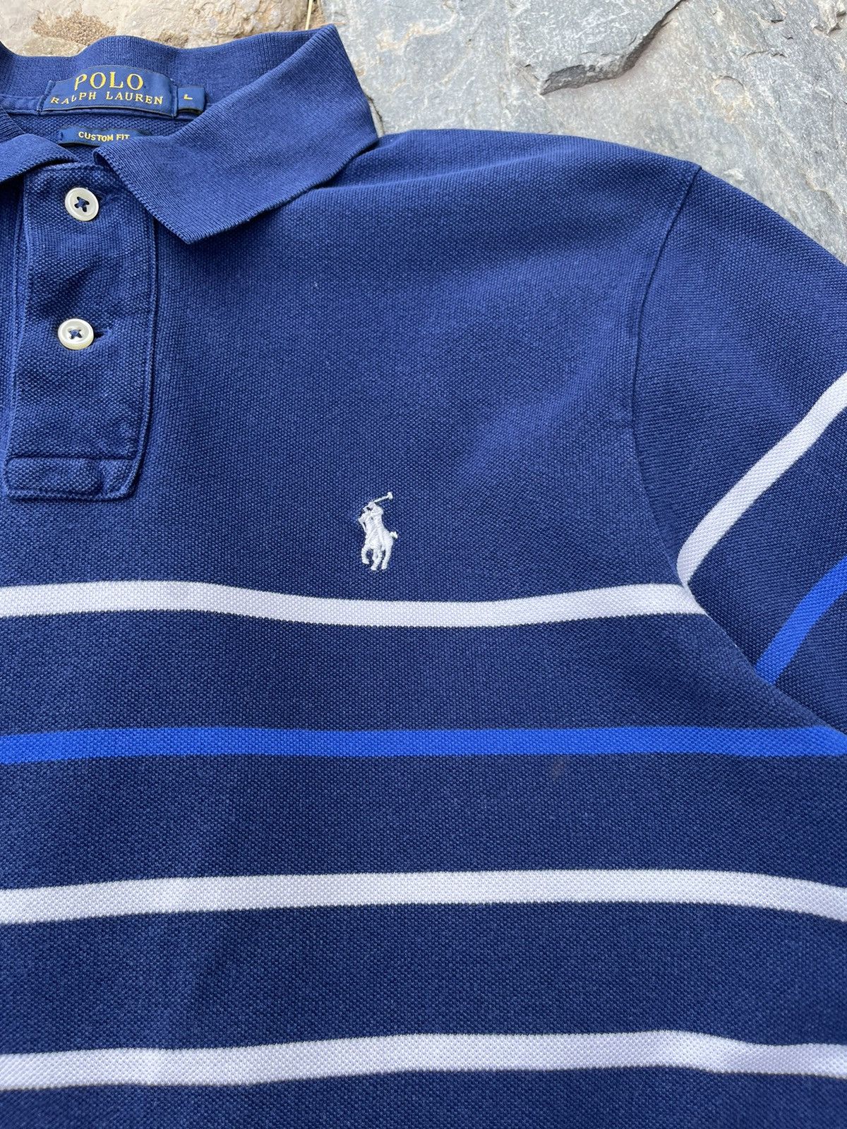 Polo Ralph Lauren × Ralph Lauren Polo Ralph Lauren striped tee t-shirt y2k chest small pony Size US L / EU 52-54 / 3 - 9 Thumbnail