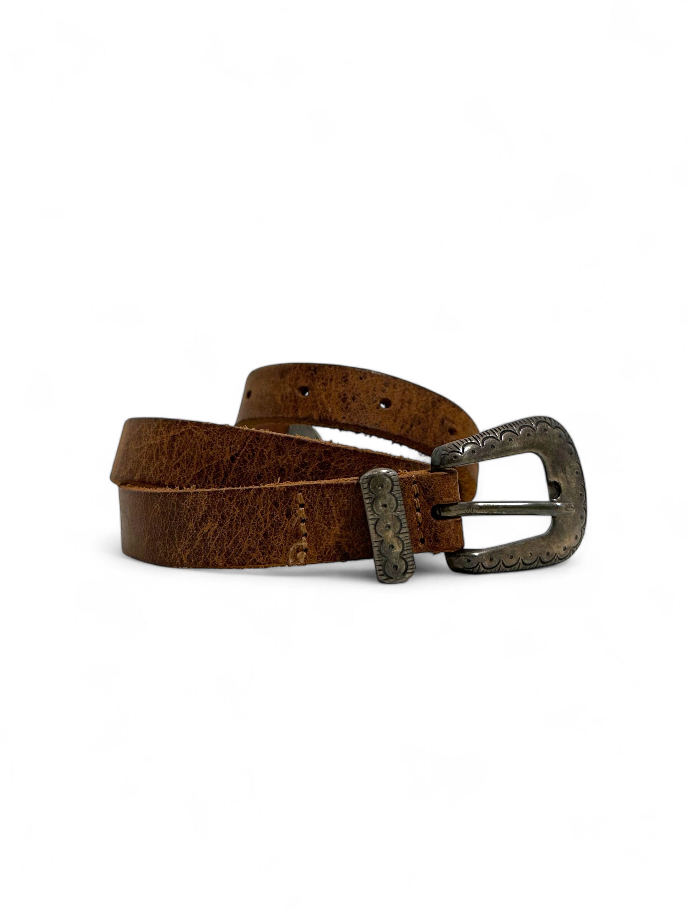 Vintage Vintage Thick Brown Leather Western Style Belt 26 Inch Size ONE SIZE - 4 Thumbnail