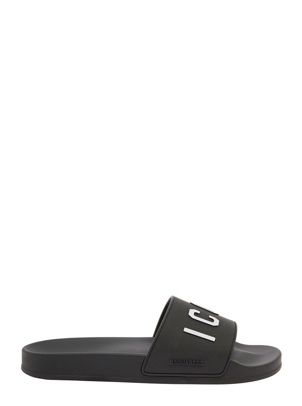 Dsquared2 D-Squared2 Man's Black Rubber Slide Sandals with Logo Size US 11 / EU 44 - 1 Thumbnail