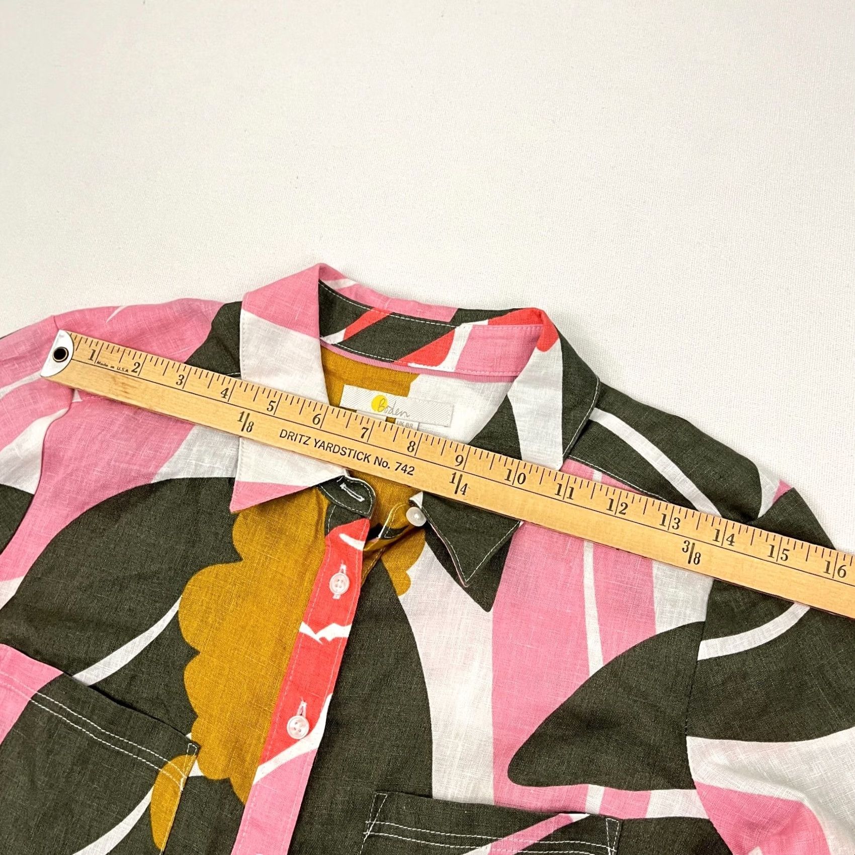 Boden Boden Blouse Womens UK 8 / US 4 Colorful Floral Linen Boho Spring Button Front Shirt Womens Multicolor Floral Bohemian Classic 4 Regular Size S / US 4 / IT 40 - 6 Thumbnail