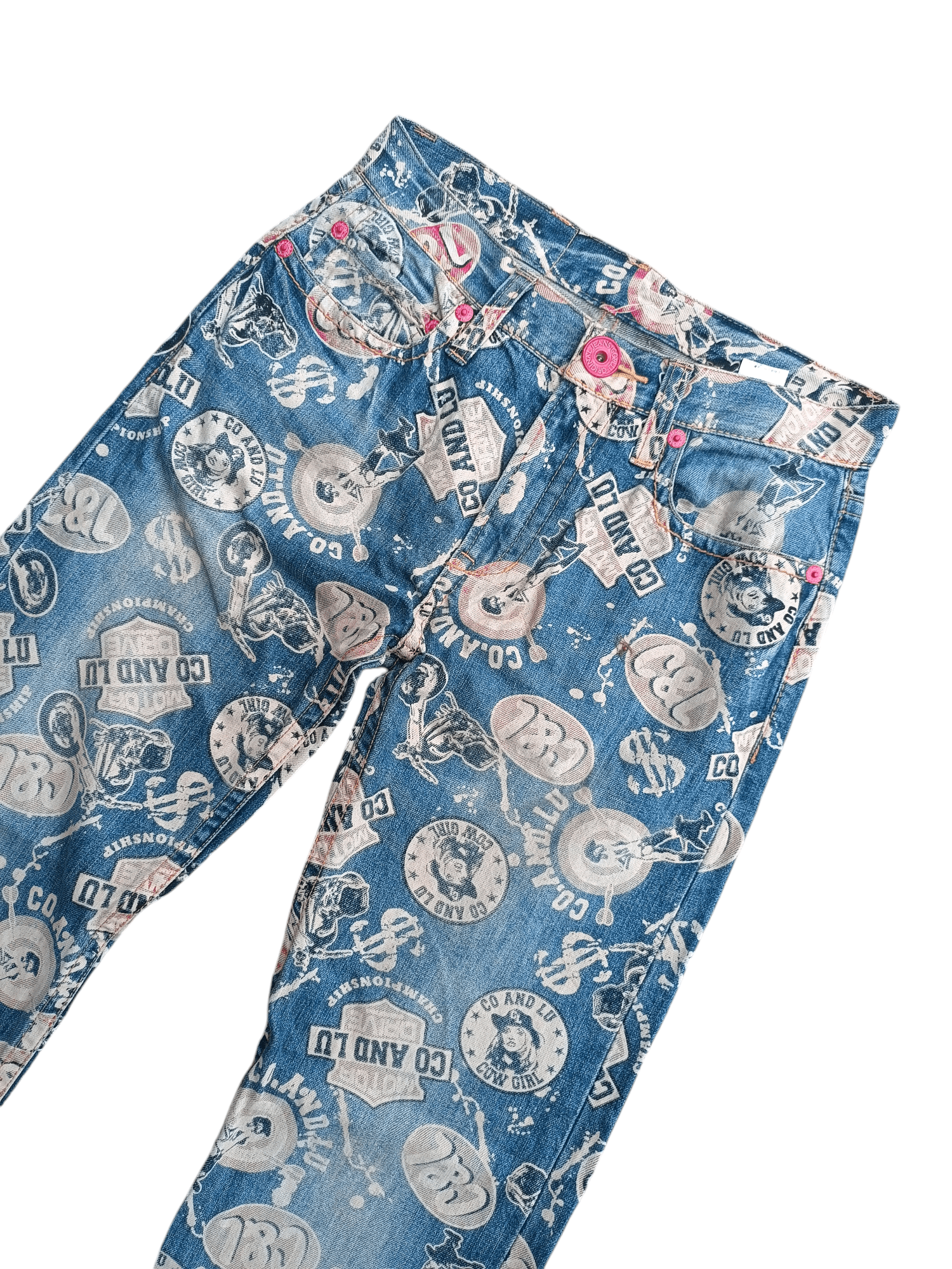 Japanese Brand × Vintage VINTAGE Co&Lu Cow Girl Hysteric Style Fullprint Jeans Size US 29 - 5 Thumbnail