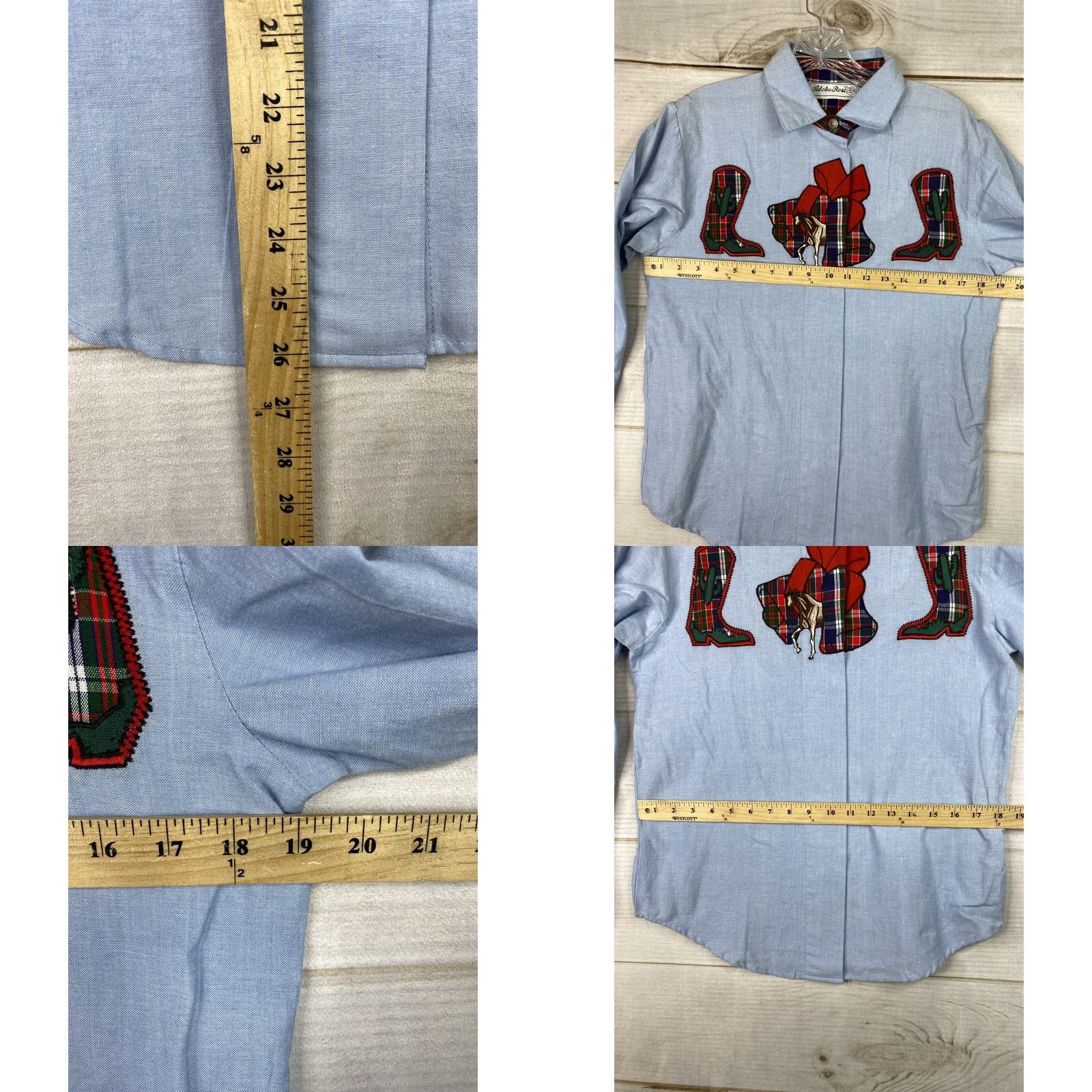 Vintage VINTAGE Adobe Rose Top Womens S Blue Red Plaid Cowgirl Western Button Up NWT Size S / US 4 / IT 40 - 8 Thumbnail
