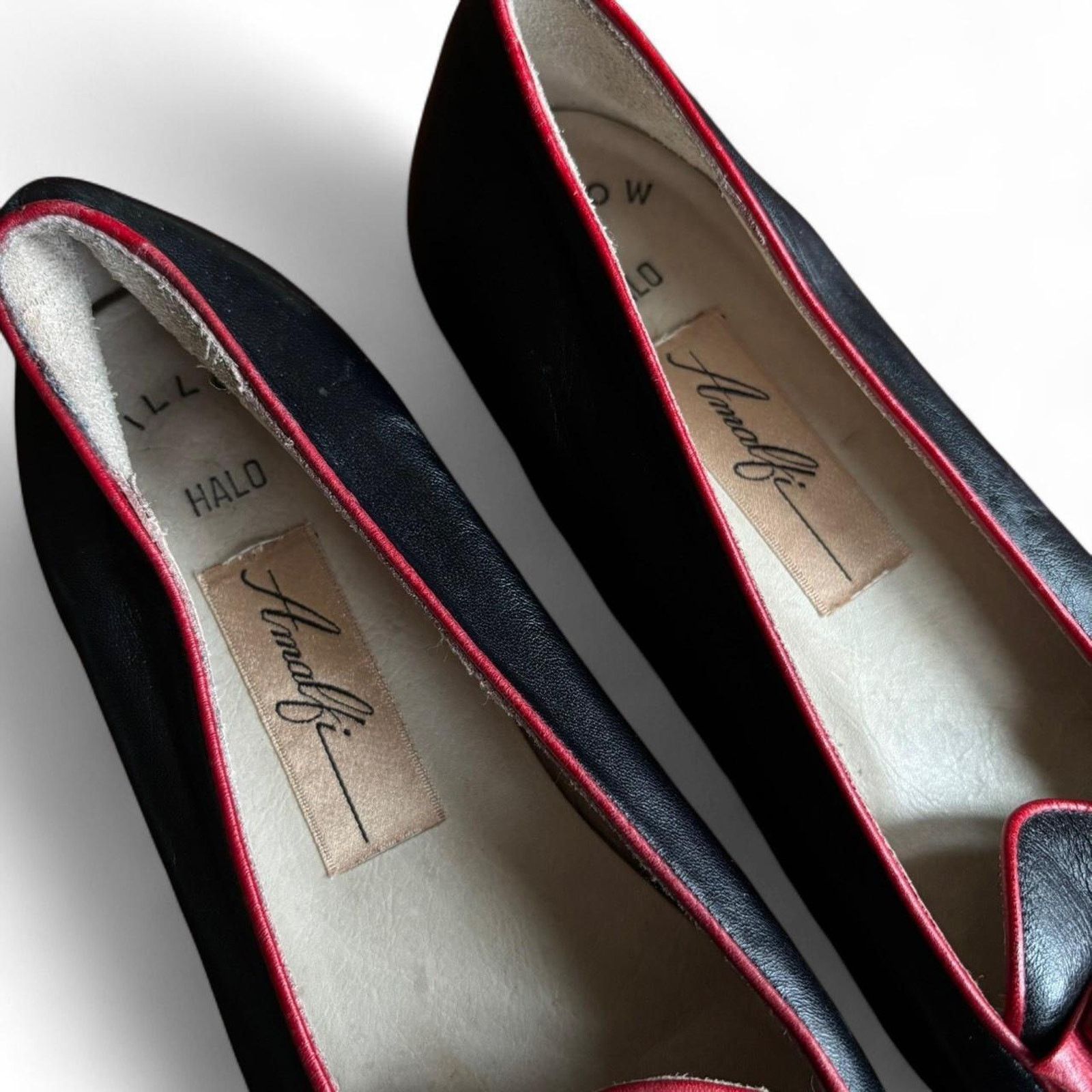 Vintage Amalfi Italian Leather Black Red Bow Loafer Flats 7 Size US 7 / IT 37 - 5 Thumbnail