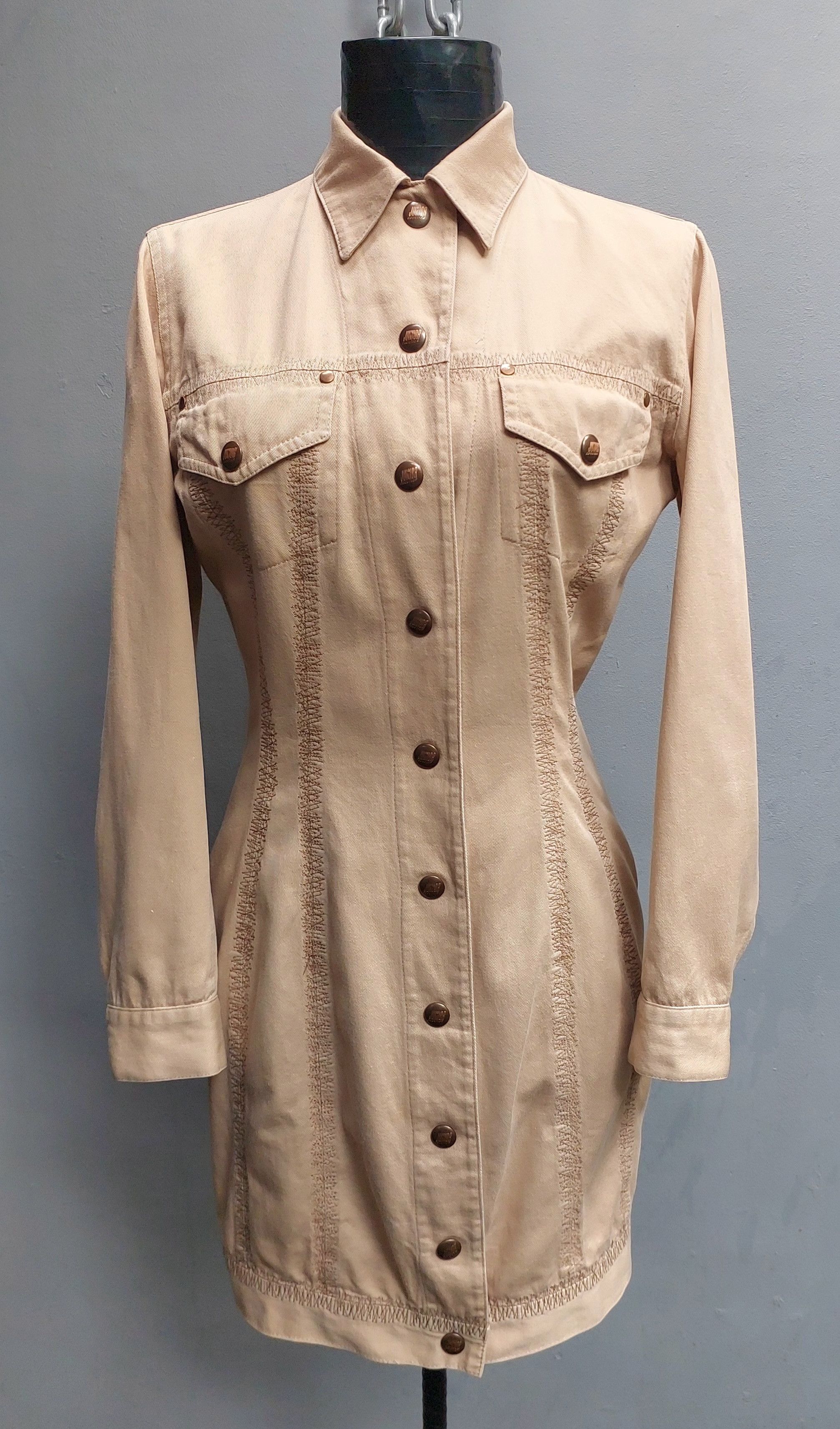 Jean Paul Gaultier Junior Gaultier Beige Utility Shirt Dress Size S / US 4 / IT 40 - 3 Thumbnail
