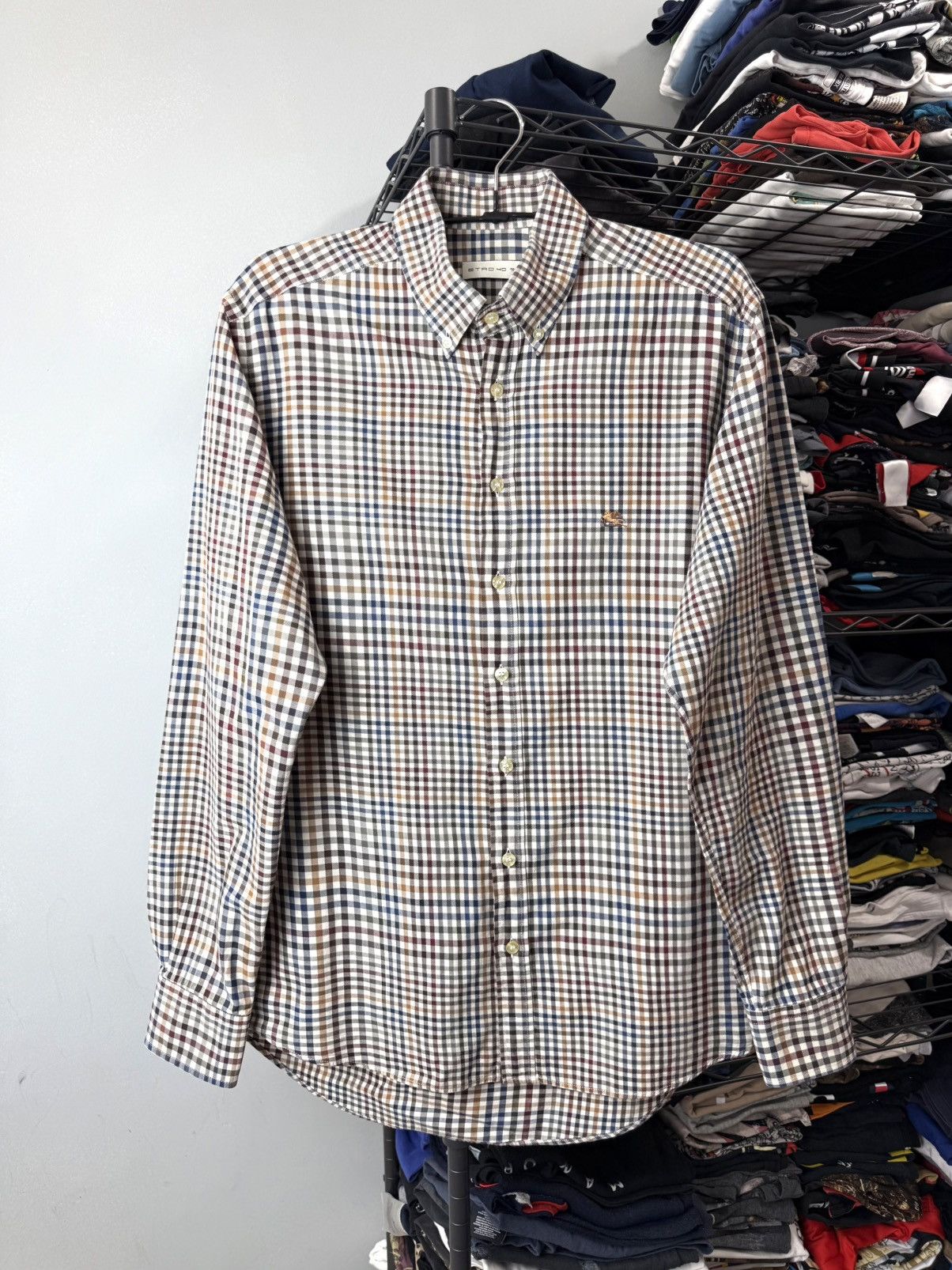 Etro Etro Checkered Shirt Buttons Up Italy Designer Size US M / EU 48-50 / 2 - 1 Thumbnail