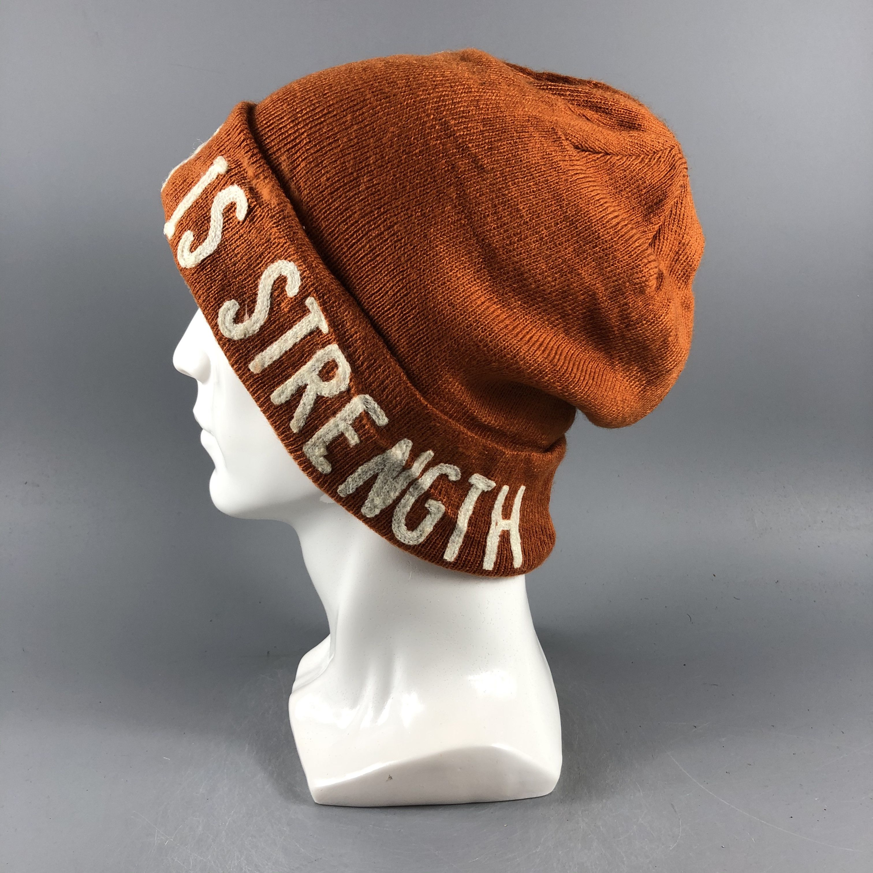 Vintage Wording "Here Is Strength" Beanie Snow Hat Snow Cap -D210 Size ONE SIZE - 1 Thumbnail