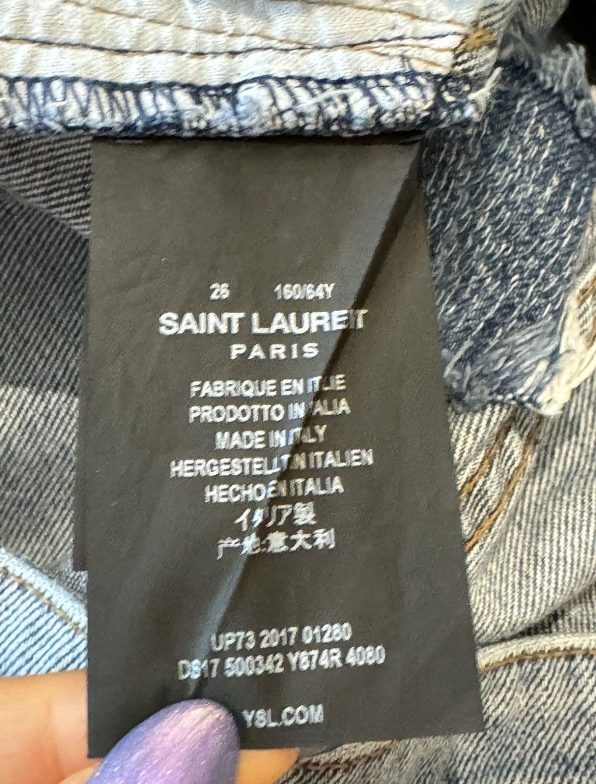 Saint Laurent Paris Saint Laurent Blue Distressed Denim Frayed Skinny Jeans Size 25" / US 0 / IT 36 - 6 Thumbnail
