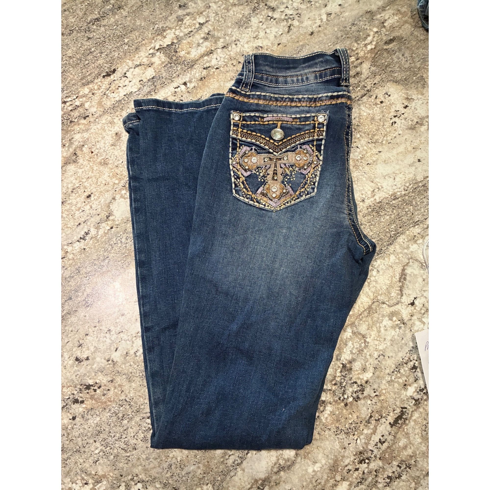 Other Sexy Couture Womens Bootcut Jeans With Rhinestone Embellishe Size 27" / US 4 / IT 40 - 5 Thumbnail