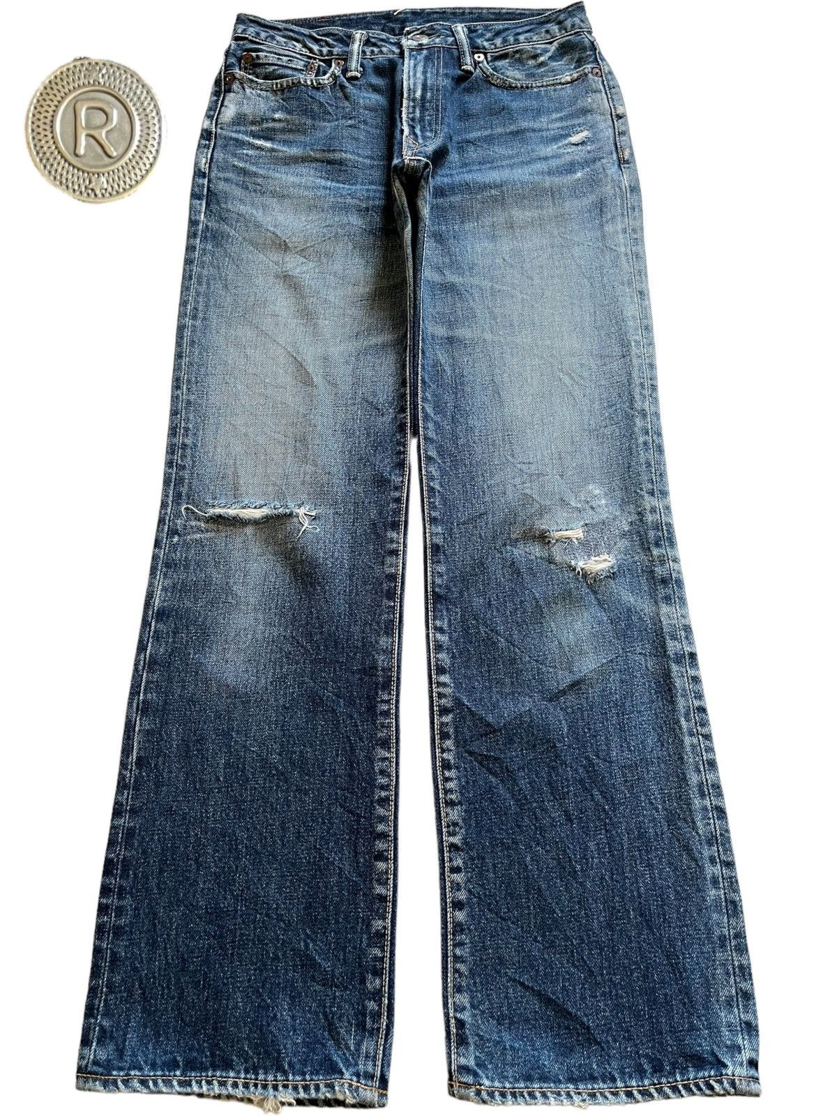 45rpm × Japanese Brand Vintage Japanese 45RPM Blue Wash Distressed Loose Jeans Size US 28 / EU 44 - 1 Thumbnail