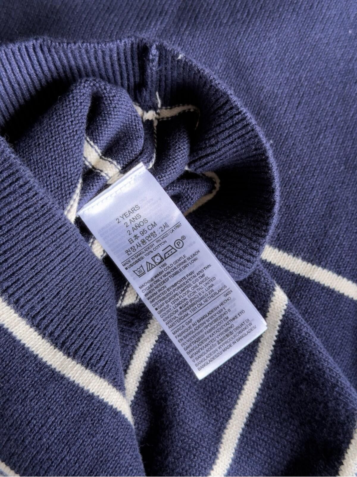 Gap Baby Gap / Stripe Crew Bear Sweater / Navy 2Y Size US XXS / EU 40 - 9 Thumbnail