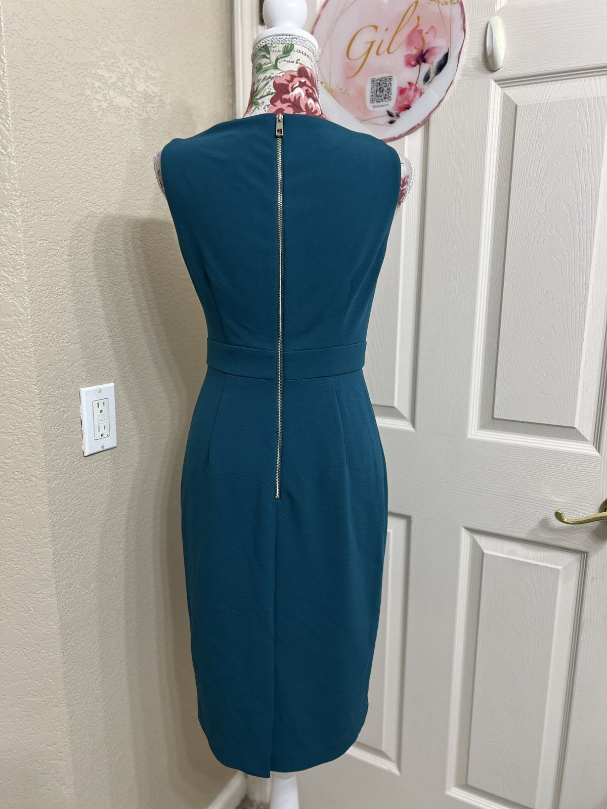 Vince Camuto Vince Camuto Teal Sleeveless Midi Sheath Dress size 2 Size XS / US 0-2 / IT 36-38 - 3 Thumbnail