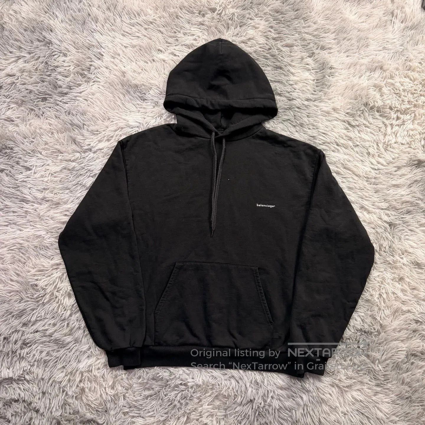 balenciaga logo hoodie in black size m.