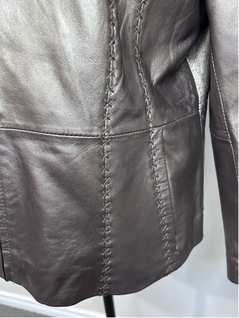 Coldwater Creek Leather Coldwater Creek Jacket, Size L, Gunmetal Size L / US 10 / IT 46 - 7 Thumbnail