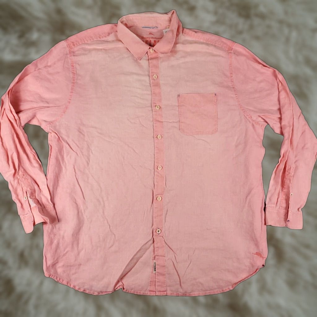 Tommy Bahama Tommy Bahama Shirt Mens 2XT Pink Linen Button-Up Long Sleeve Casual Size US XXL / EU 58 / 5 - 1 Thumbnail