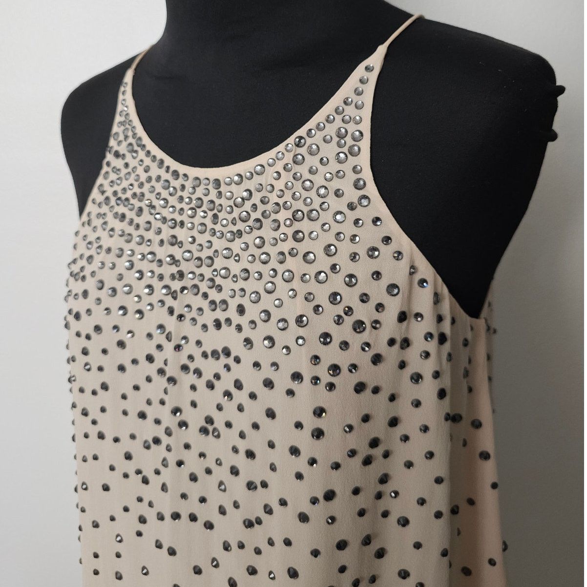 MILLY MILLY Tan Embellished Silk Chiffon Cami Tank Top Blouse 2 Size XS / US 0-2 / IT 36-38 - 2 Thumbnail